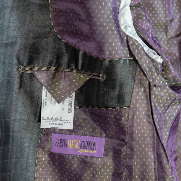 Earvin Magic Johnson Signature Mens Gray Blazer Suit Jacket Sport Coat Lined 48R - Picture 6 of 13